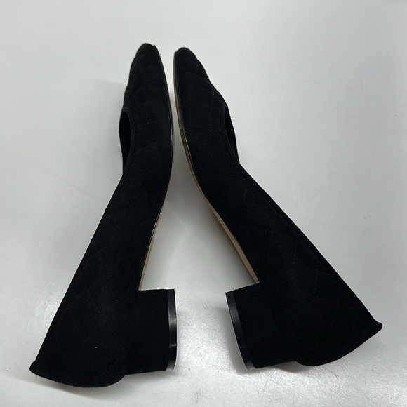 Manolo Blahnik Heels Shoes Low Pumps Quilted Suede Leather Black Size 35.5 5.5 - Picture 8 of 10